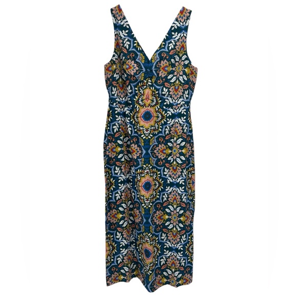 NWT Boden Fiona Sleeveless Lyocell Linen Midi Dress in Green Bloom - 8 - Picture 3 of 13